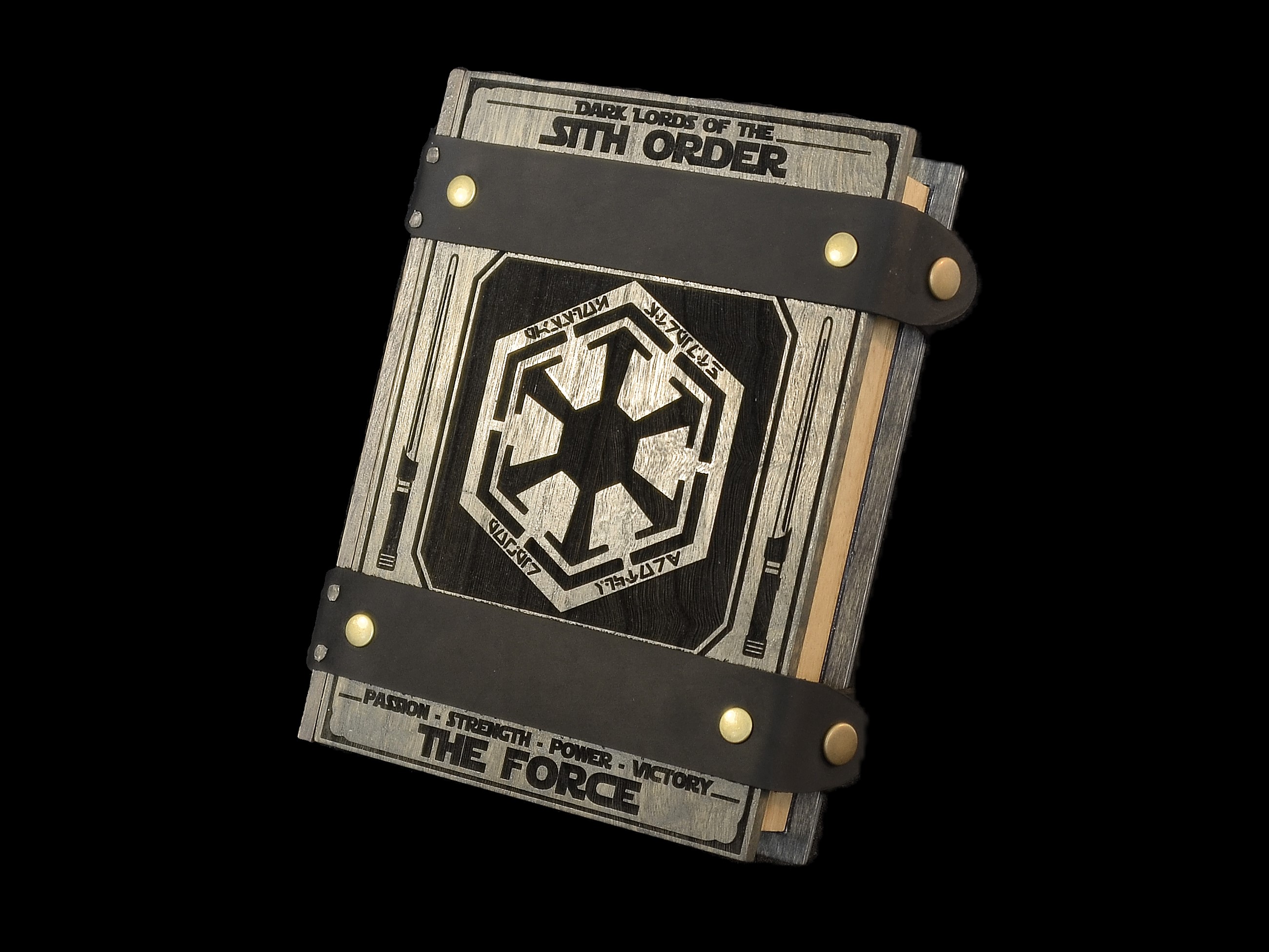 Sith dice box in Slate with black straps